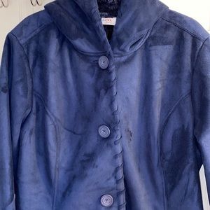 Denim&Co Jacket SZ XL. Royal Blue. Button down. Faux fur lined.